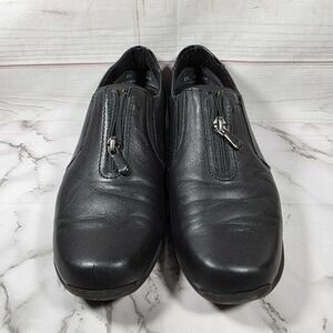 Munro American Berkley Black Leather Zip Comfort Loafers - Women's 8.5 M